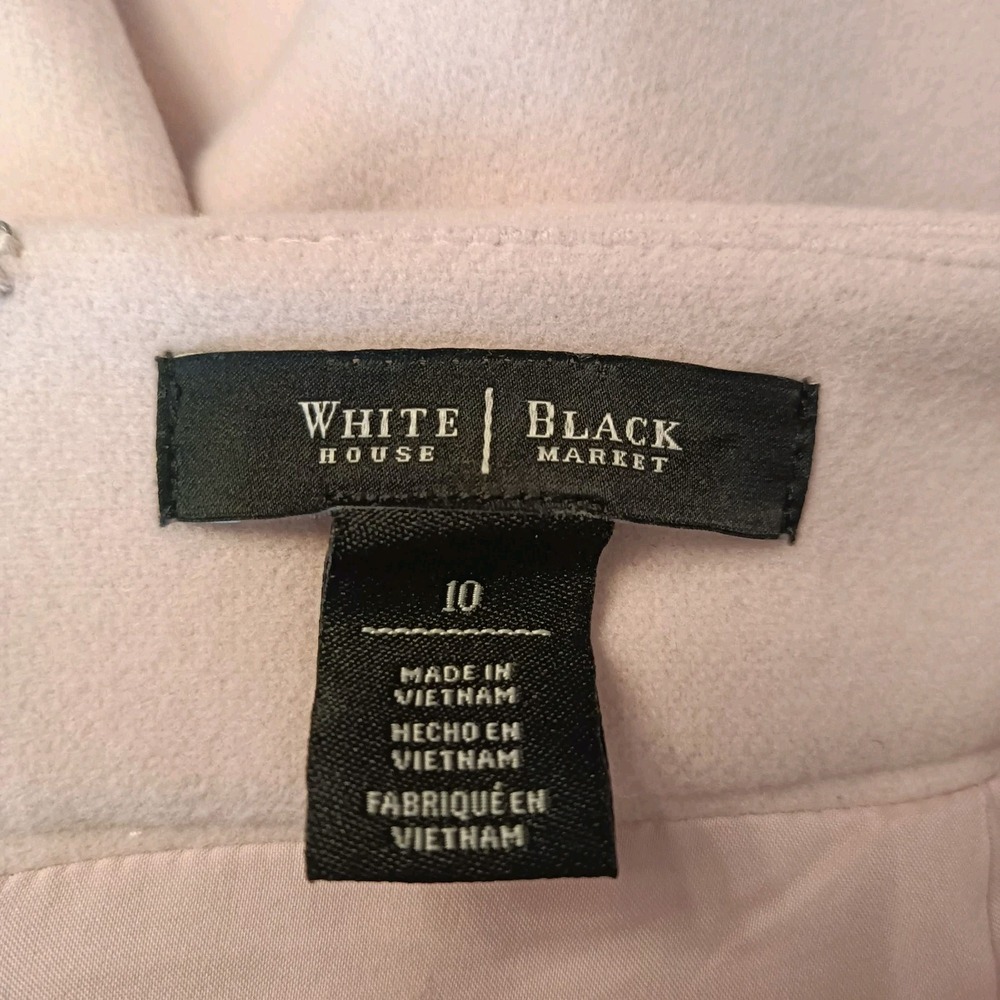 White House Black Market Light Pink Asymmetrical Zip Lined Mini Skirt Womens 10 - Picture 3 of 7